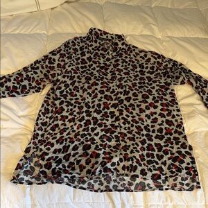 Zara Black and Red Patterned Blouse